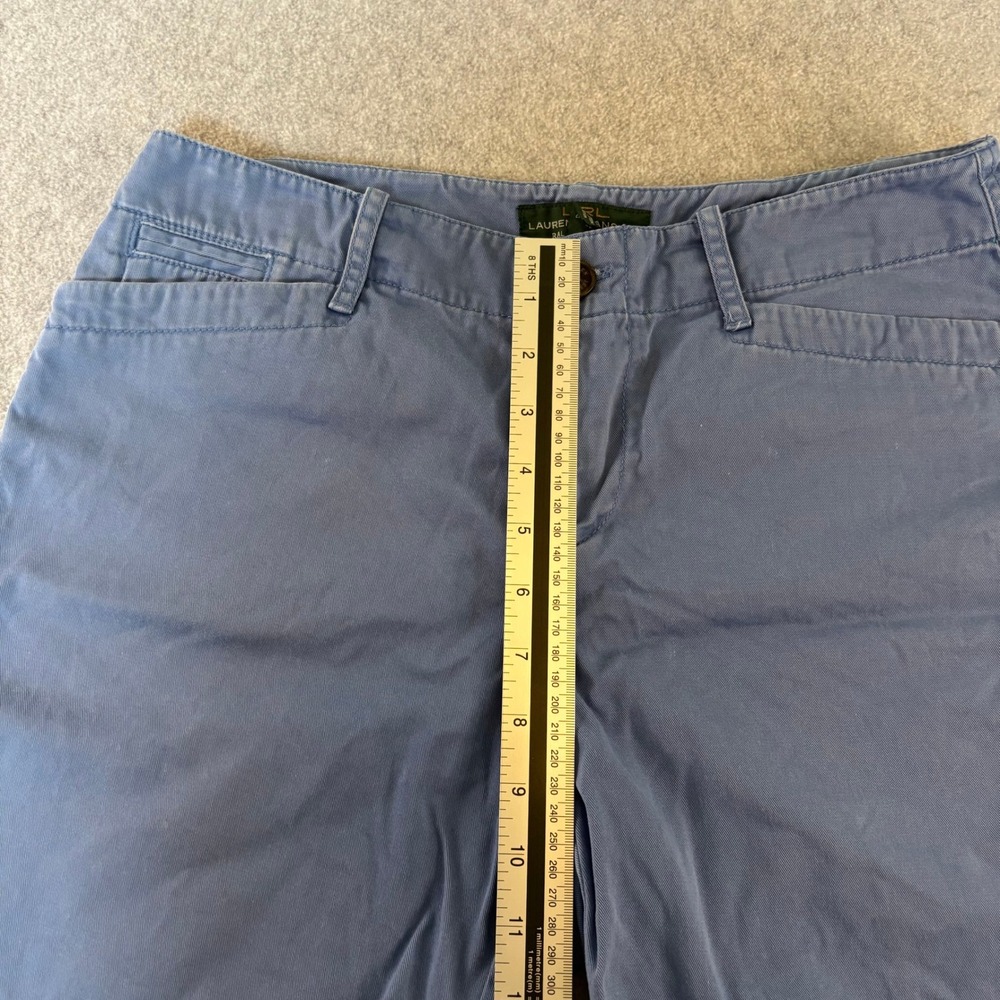 Lauren Ralph Lauren Blue Chino Shorts Womens 4P Petite Cotton Twill Preppy LRL - Picture 3 of 6